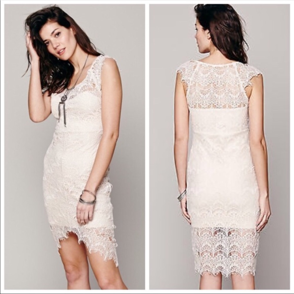 Free People Peek a Boo Scalloped Lace Dress
